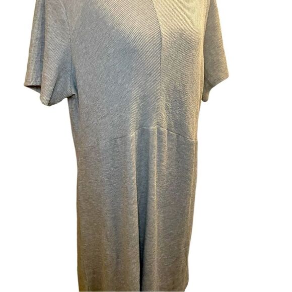 Heatherly for Stitch Fix Gray Ribbed Tie-Back Dress | Cozy Fall Lounge T-Shirt D - Picture 10 of 16